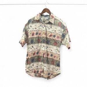 Women's retro Floral button‎ up shirt by KrazyKat size 14